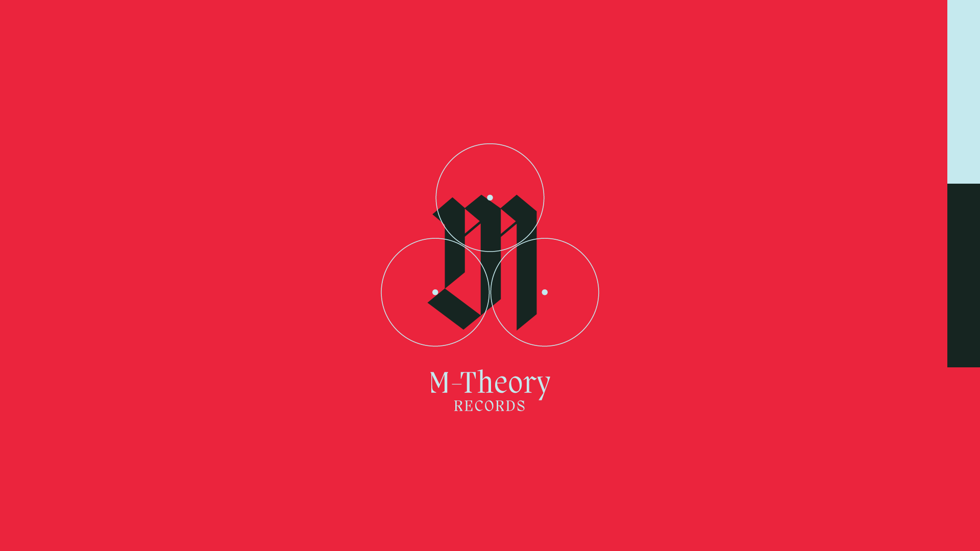 An image with a red background and black logo in center Logo is the a modified letter M in blackletter. Design made in adobe Illustrator